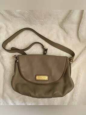 Marc By Marc Jacobs Taupe Crossbody with Gold-Tone Plate
